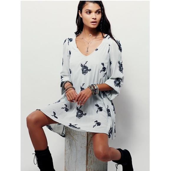 Free People Embroidered Austin Mini Dress - Picture 1 of 9